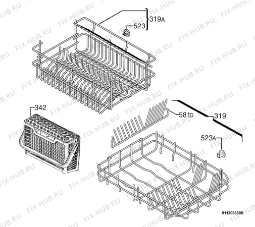 Взрыв-схема посудомоечной машины Rex Electrolux RSF43040K - Схема узла Basket 160