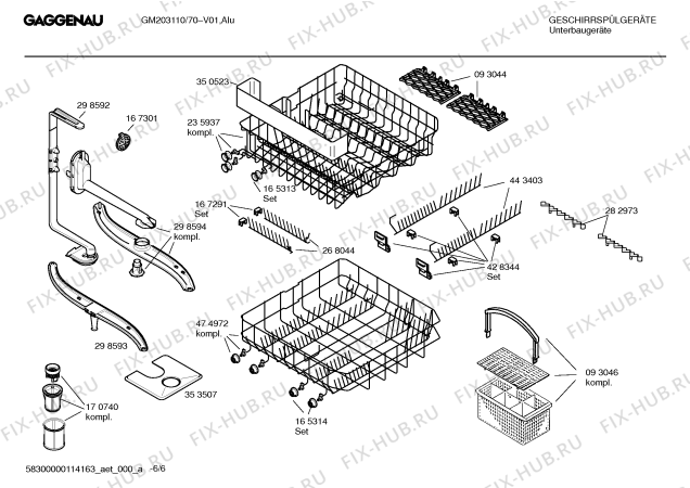 Схема №6 GM203110 с изображением Инструкция по эксплуатации Gaggenau для электропосудомоечной машины Bosch 00690759