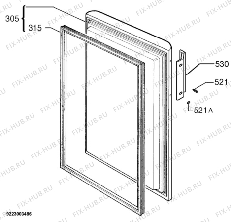 Взрыв-схема холодильника Aeg A75100GA1 - Схема узла Door 003