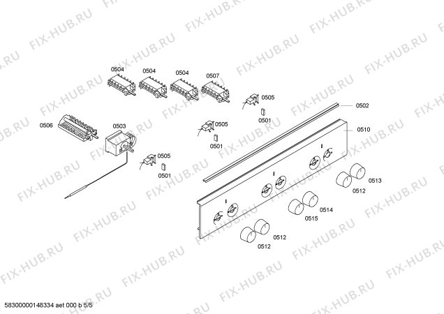 Схема №5 PHCB123A40 с изображением Ручка переключателя для электропечи Bosch 00627586