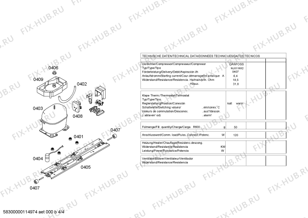 Взрыв-схема холодильника Siemens KG34U190EU - Схема узла 04