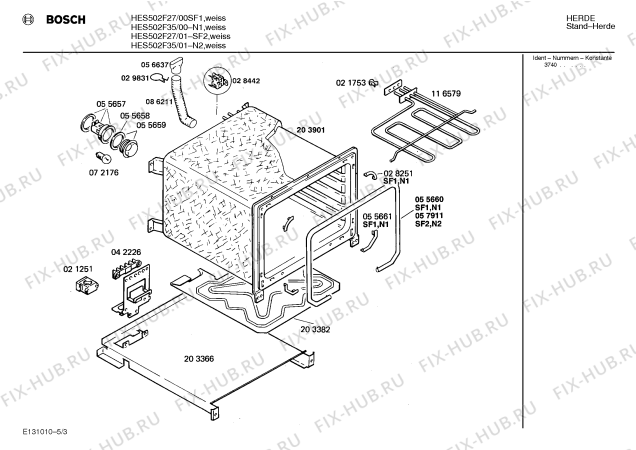 Взрыв-схема плиты (духовки) Bosch HES502F35 - Схема узла 03