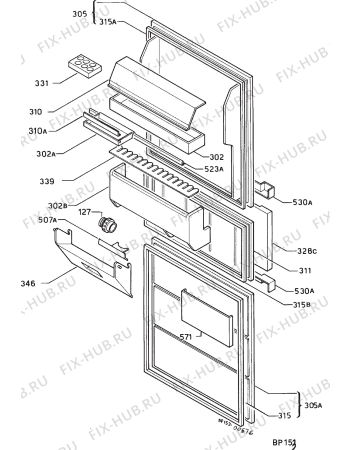 Взрыв-схема холодильника Rex K300/3R - Схема узла Door 003