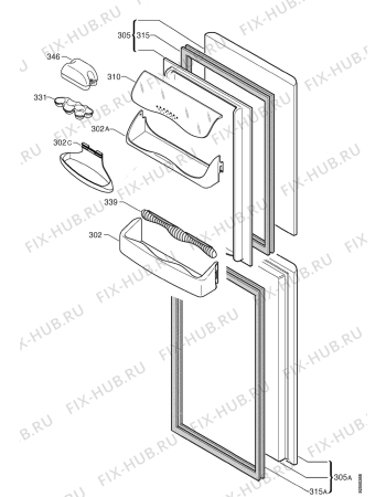 Взрыв-схема холодильника Zanussi ZX55/4SA - Схема узла Door 003