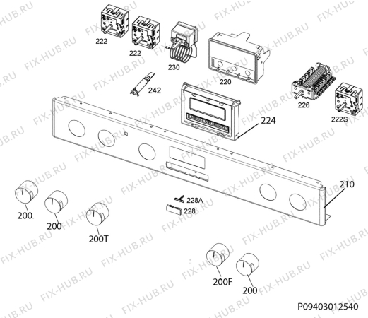 Взрыв-схема плиты (духовки) Electrolux EKI54501OW - Схема узла Command panel 037