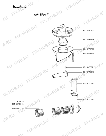 Взрыв-схема мясорубки Moulinex AA15R4(P) - Схема узла IP001009.8P3