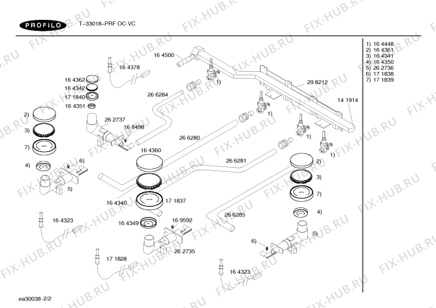 Взрыв-схема плиты (духовки) Profilo T-33018 - Схема узла 02
