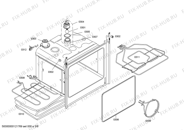 Взрыв-схема плиты (духовки) Siemens HE230521 - Схема узла 03