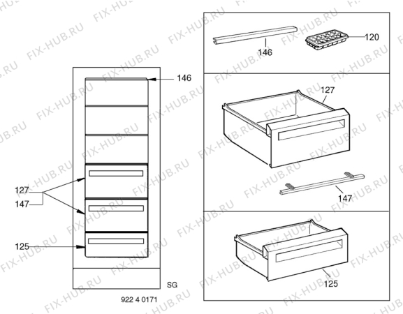 Взрыв-схема холодильника Electrolux EU2101C - Схема узла C10 Interior