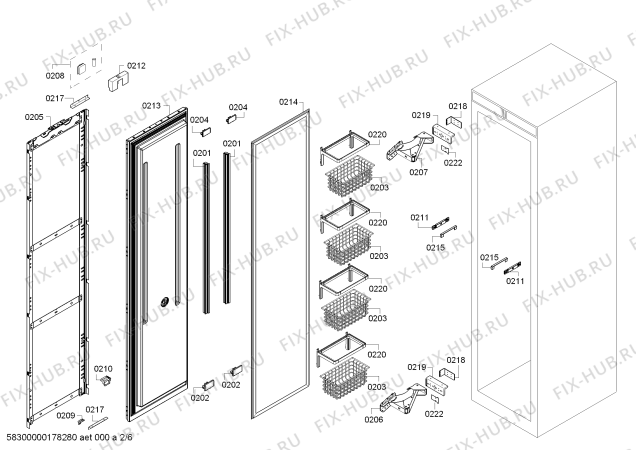 Схема №4 FIN18MIEL1 F 1411 SF с изображением Внешняя дверь для холодильной камеры Bosch 00247880