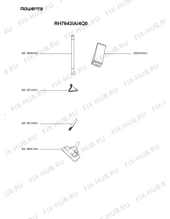 Взрыв-схема пылесоса Rowenta RH7643IA/4Q0 - Схема узла GP004544.8P2