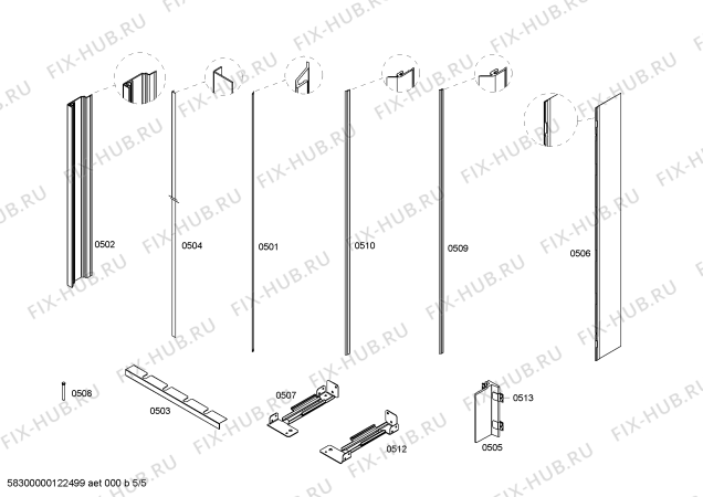 Схема №4 RF471200 с изображением Ручка для холодильника Bosch 00060540