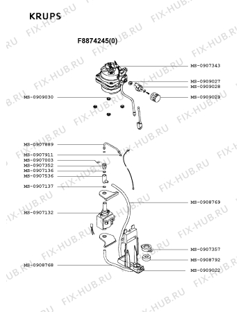 Взрыв-схема кофеварки (кофемашины) Krups F8874245(0) - Схема узла 3P001865.1P2