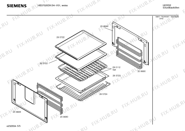 Схема №4 HB37020DK с изображением Панель управления для электропечи Siemens 00353944