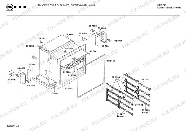 Схема №6 E3151E0BB B-JOKER 356 A CLOU с изображением Планка для духового шкафа Bosch 00272169