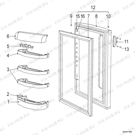 Взрыв-схема холодильника Zanussi ZRA328WO - Схема узла Door 003