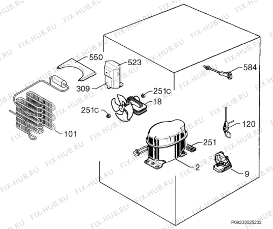 Взрыв-схема холодильника Zanussi ZQS6124A - Схема узла Cooling system 017