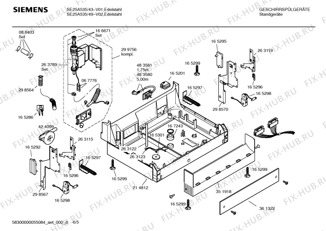 Схема №6 SE24E230EU с изображением Инструкция по эксплуатации для посудомойки Siemens 00588605