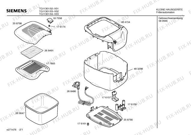 Схема №2 TG11301 с изображением Корзина для тостера (фритюрницы) Bosch 00484148