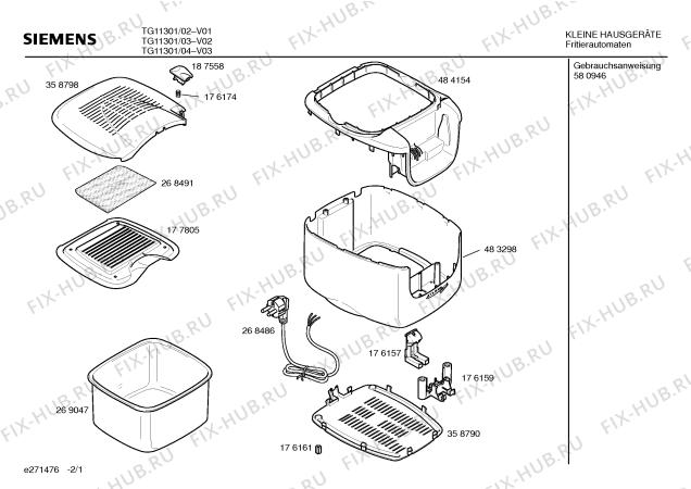 Схема №2 TG11301 с изображением Кольцо для тостера (фритюрницы) Siemens 00484154