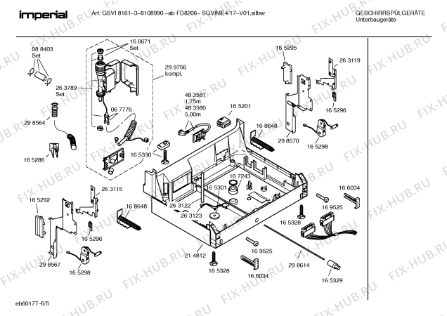 Взрыв-схема посудомоечной машины Imperial SGVIME4 GSVI 8161- - Схема узла 05