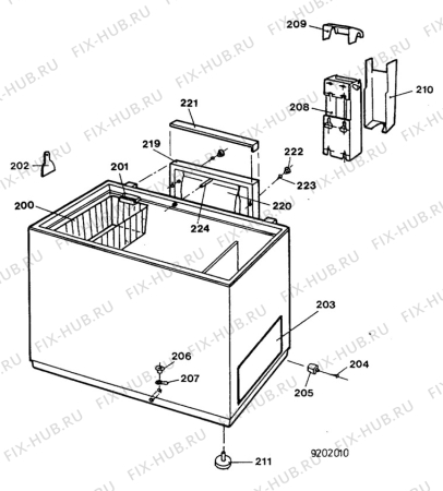 Взрыв-схема холодильника Zanussi ZAC52 - Схема узла C30 Cabinet/interior B