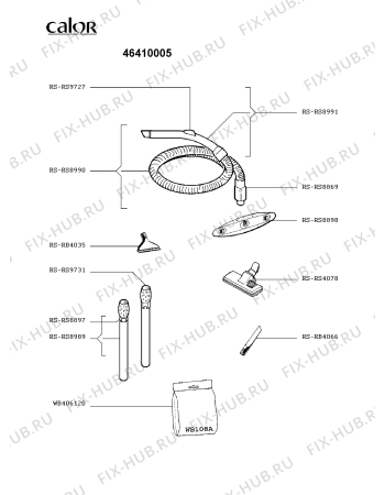 Взрыв-схема пылесоса Calor 46410005 - Схема узла 46410005.FR4