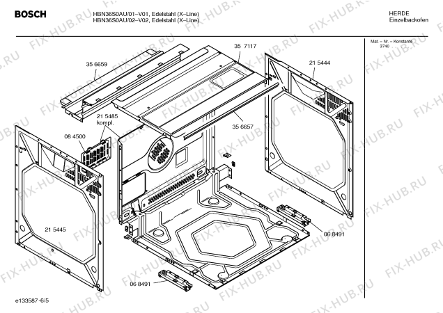 Взрыв-схема плиты (духовки) Bosch HBN36S0AU - Схема узла 05