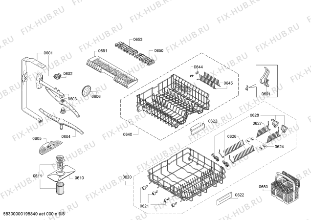 Взрыв-схема посудомоечной машины Bosch SMU46GS00E, SilencePlus - Схема узла 06