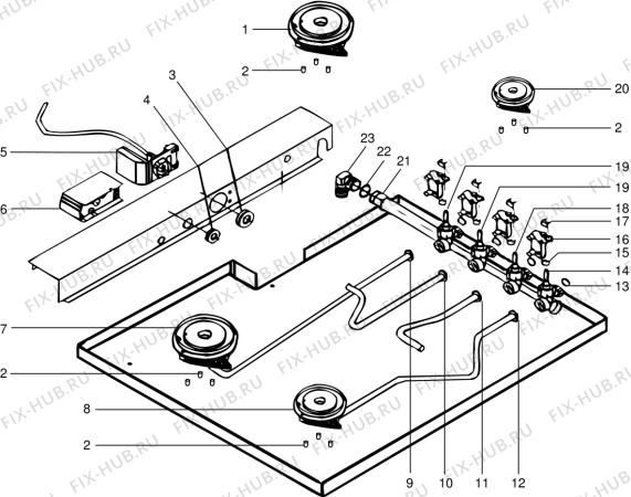 Взрыв-схема плиты (духовки) Indesit TLN600GCE (F015872) - Схема узла