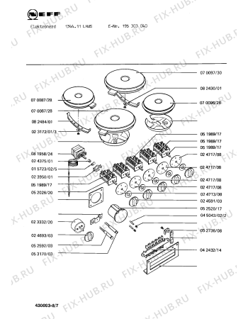 Взрыв-схема плиты (духовки) Neff 195303040 1344.11LHWS - Схема узла 07