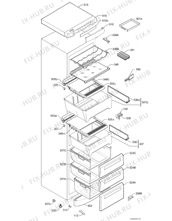 Взрыв-схема холодильника Electrolux ERB3860X - Схема узла Housing 001