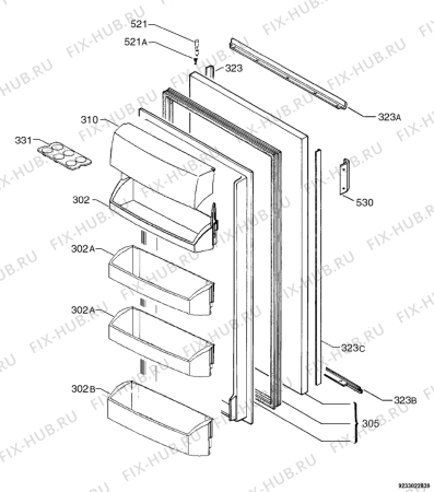 Взрыв-схема холодильника Aeg Electrolux SK78840-E - Схема узла Door 003