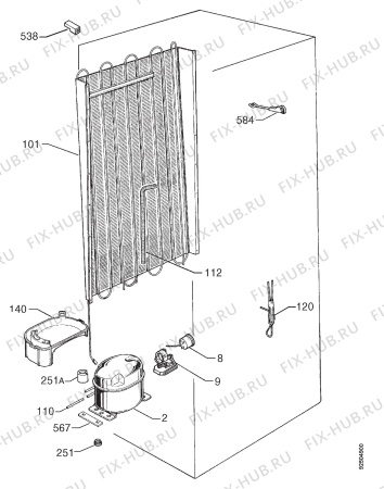 Взрыв-схема холодильника Zanussi ZA32W - Схема узла Cooling system 017