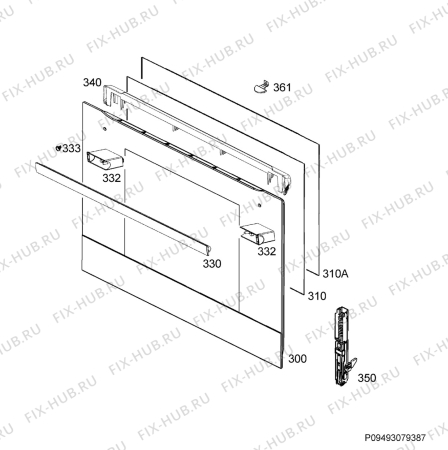 Взрыв-схема плиты (духовки) Electrolux EKB000W - Схема узла Door