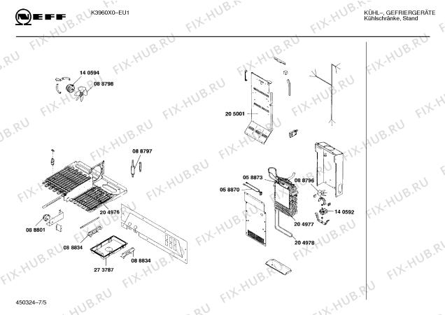Схема №7 K3960X0 KD 600 с изображением Поднос для холодильной камеры Bosch 00273771