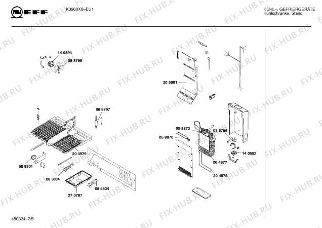 Схема №7 K3960X0 KD 600 с изображением Стеклянная полка для холодильника Bosch 00273774