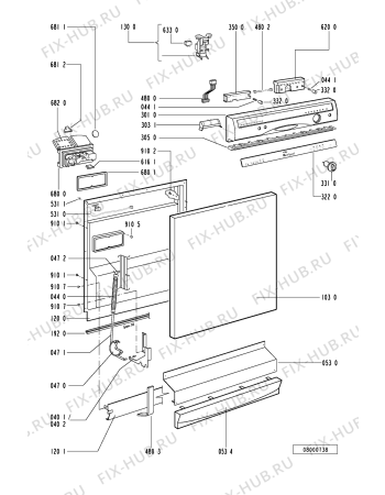 Схема №2 ADP 9528 BRM с изображением Панель для посудомоечной машины Whirlpool 481245370109