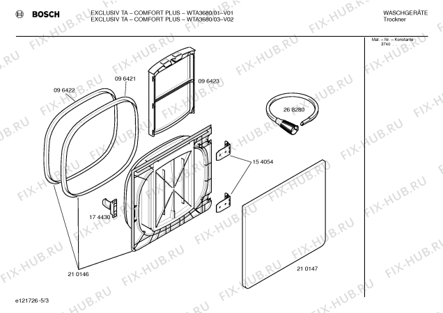 Схема №2 WTA3680 EXCLUSIV TA COMFORT PLUS с изображением Крышка для электросушки Bosch 00120242