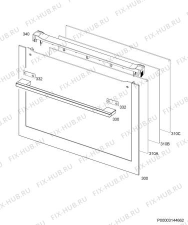 Взрыв-схема плиты (духовки) Aeg BSK277232M - Схема узла Door