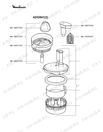 Взрыв-схема кухонного комбайна Moulinex ADG841(2) - Схема узла 9P000519.3P3