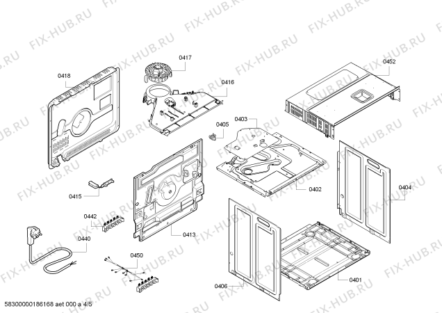 Взрыв-схема плиты (духовки) Bosch HBG43T320R H.BO.NP.L2D.IN.GLASS.B3a.B.E0_C/// - Схема узла 04