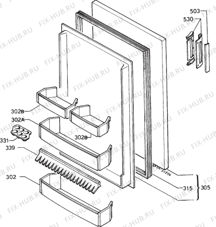 Взрыв-схема холодильника Electrolux RW548 - Схема узла Door 003