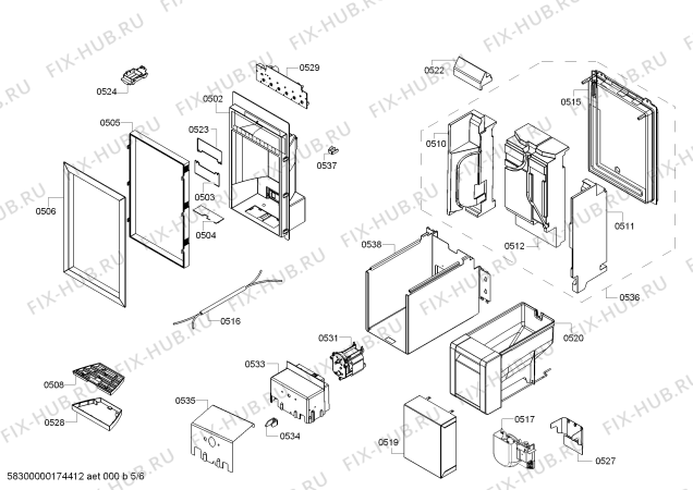 Взрыв-схема холодильника Gaggenau RF463703 - Схема узла 05