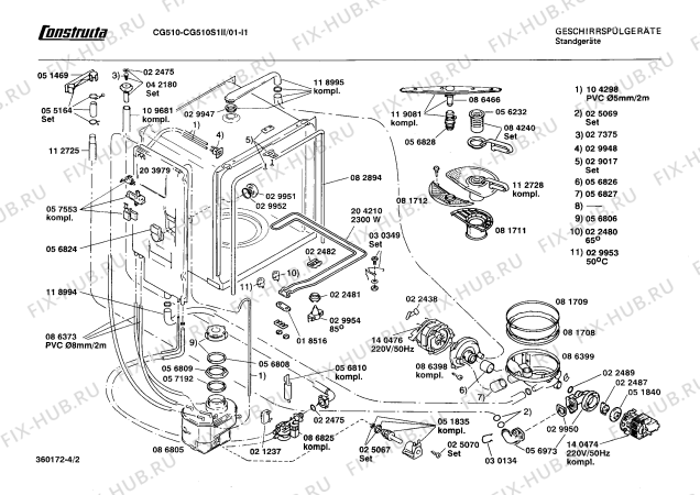 Взрыв-схема посудомоечной машины Constructa CG510S1II CG510 - Схема узла 02