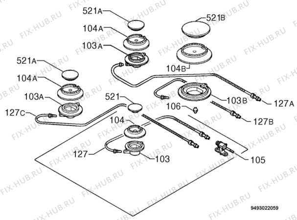 Взрыв-схема плиты (духовки) Corbero HN1040A - Схема узла Functional parts 267