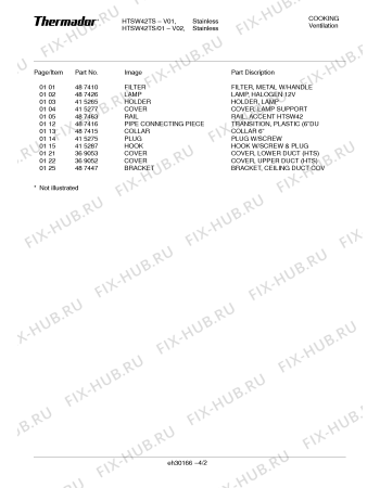 Схема №2 HTSW42TS Chimney Wall Hood с изображением Набор винтов для электровытяжки Bosch 00487422