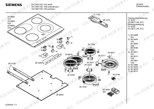 Схема №1 EK73021 с изображением Стеклокерамика для плиты (духовки) Siemens 00208882