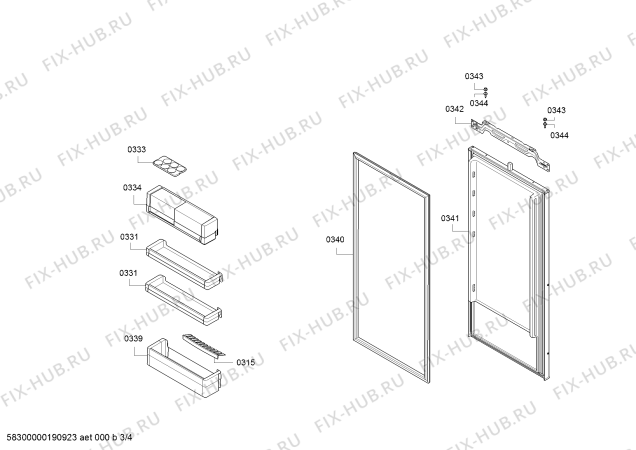 Взрыв-схема холодильника Bosch KIR41ED40 Exklusiv - Схема узла 03