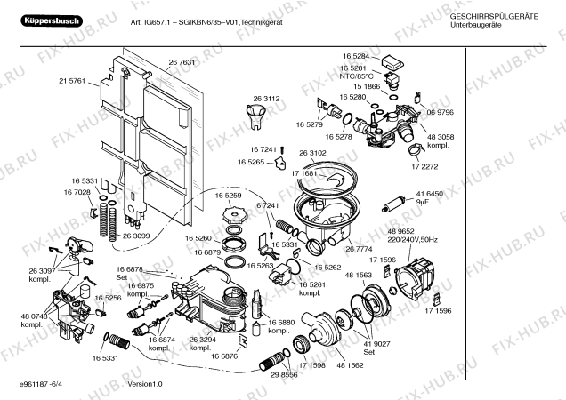 Взрыв-схема посудомоечной машины Kueppersbusch SGIKBN6 - Схема узла 04